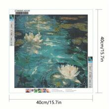1 件大号 40x40cm/15.7x15.7 英寸精美 DIY 5D 全水钻钻石艺术画 - 精美莲花刺绣套件，带手工制作的家庭房间办公室墙壁装饰和无框设计 - 彩色 - 查看 2