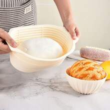 Silicone Bread Proofing Basket Sourdough Baking Bowl Foldable Handmade Bread Making Supplies For Bakers - Beige - View 2