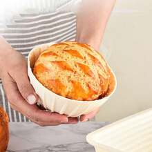 Silicone Bread Proofing Basket Sourdough Baking Bowl Foldable Handmade Bread Making Supplies For Bakers - Beige - View 3