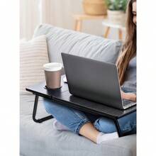 Foldable Laptop Desk, Laptop Table With Cup Holder, Height Adjustable Computer Bed Tray Table, Reading Holder Notebook Stand For Eating Reading Working - Black - View 7