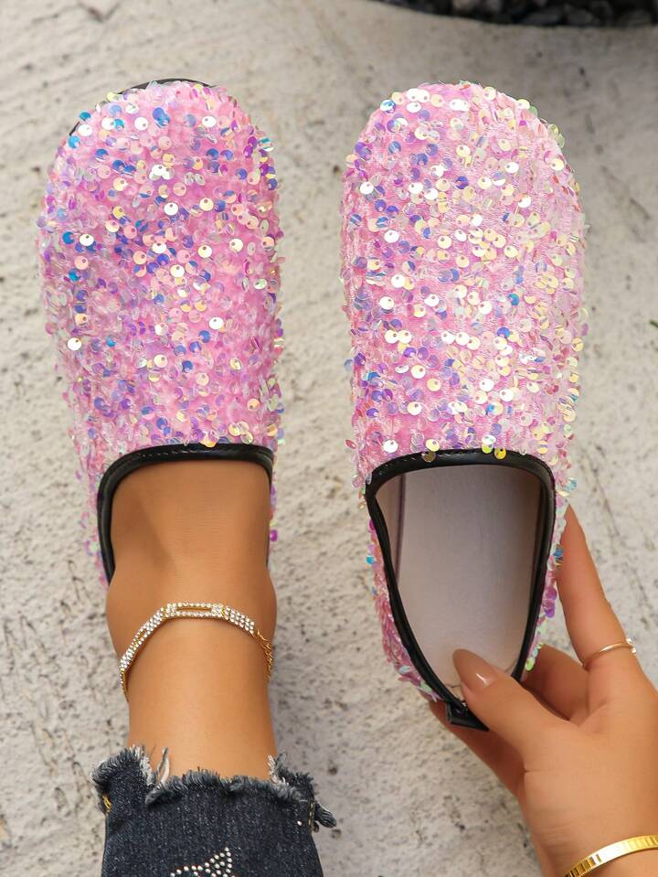 Pink sparkly slippers clearance