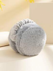 1pc Women's Solid Color Foldable Fashionable & Versatile Plush Warm Earmuffs, Random Lining Color - Grey - View 4