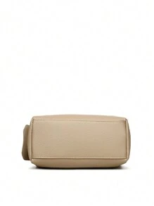 1 件纯色简约大容量多口袋斜跨手提包，适合女性日常使用手提包