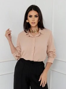 Women Blouses - 米色 - 查看 3
