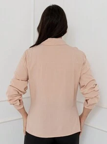 Women Blouses - 米色 - 查看 4
