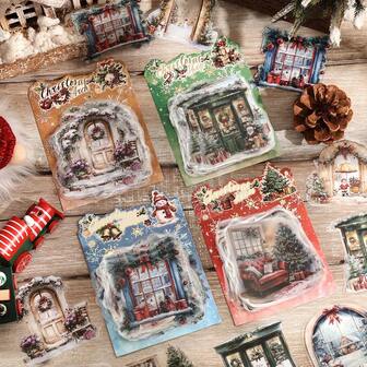 50 Sheets Vintage Christmas PET Waterproof Scrapbooking Sticker Pack Santa Claus Snowman Sticker Pack, Decorative Material Aesthetic Stickers For DIY Art Crafts Bullet Journal Planner Notebook Journaling Supplies Sticker Back To School