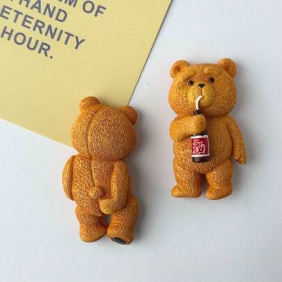 2 pezzi Calamite decorative per frigorifero in resina a forma di orsetti carini, per ufficio, lavagna, cucina, lavastoviglie, decorazione della casa, regali per amici e familiari