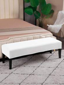 Silver Fox Fur Bench Cover,Rectangular Stretch Square Ottoman Covers Slipcover Rectangle Washable Foot Stool Cover Thick Storage Protector With Elastic Bottom,Stretch Dining Room Bench Slipcovers