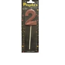 Vela de Aniversário Topper 3D em Glitter com palito - Rose Gold - Visão 5