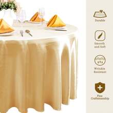 Fani 12 Pack 108 Inch  Round Tablecloth - Premium Silky Satin Tablecloth Overlay Smooth Fabric Table Cover Linens, Table Decoration For Wedding Party Banquet Events Restaurant Kitchen Dining - Champagne - View 5