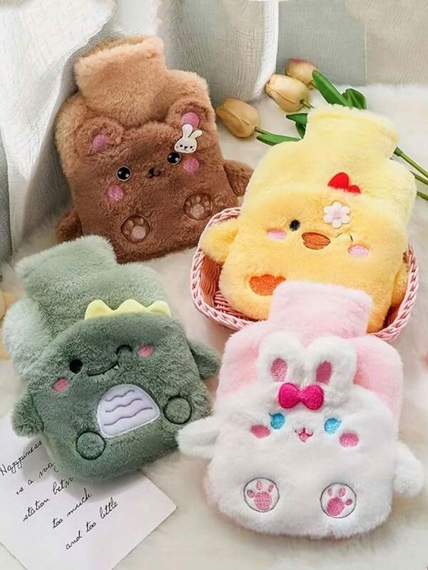 1pc Water Injection Type Hot Water Bag, PVC Material, Explosion-Proof, Anti-Scalding Hand Warmer, Plush Cute Hot Water Bag, Can Unpick And Wash, Back To School Supplies