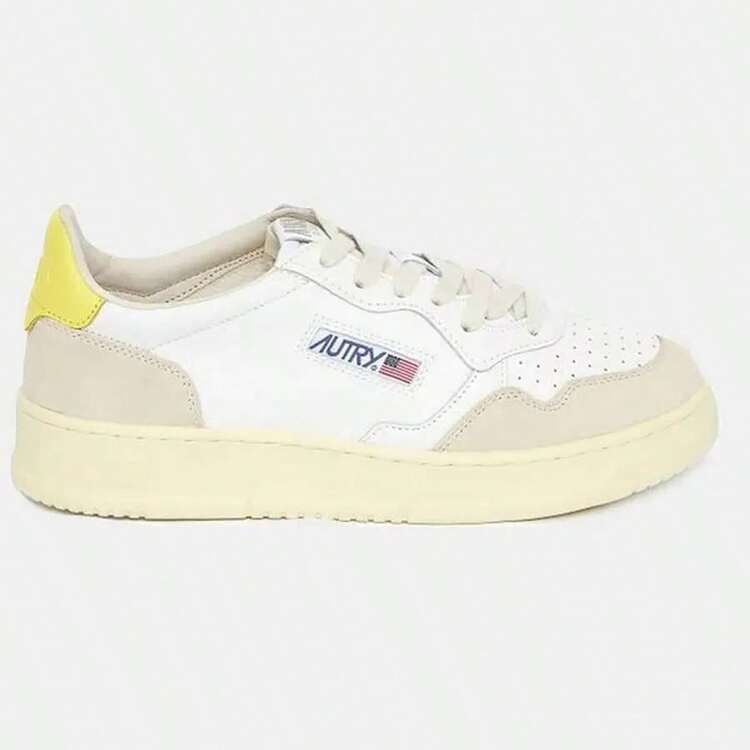 Autry Medalist Leather Low-Top Sneakers Yellow White | SHEIN USA
