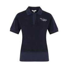 Sporty & Rich SR Tennis Terry Cloth Effect Polo Shirt Navy - 藏蓝色 - 查看 1