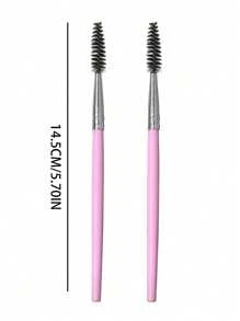 2pcs Pink Multi-Functional Portable Spiral Eyelash & Eyebrow Brush,Eyebrow Brush,Eyeshadow Brush,Spoolie,Spoolie Brush - Pink - View 7