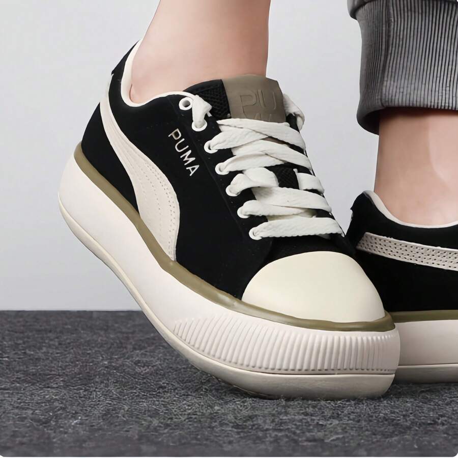 Puma Contrast Color Lace-Up Fashionable Versatile Chunky-Sole Retro Platform Sneakers