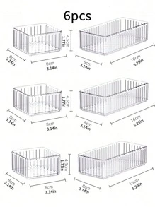 2/5/6/10pcs/Set Simple Transparent Makeup Organizer Drawers Storage Boxes, Eyeshadow Brush Holders, Cosmetic Storage Trays, Perfume Organizers, Makeup Brush Holders, Nail Polish & Beauty Products Organizer Rack,For Holiday Beach, Bathroom Collection, Bedroom Collection, Large Capacity - Water Stripes Transparent - View 13