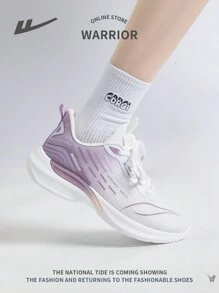 Women's Lace-Up Ombre Color Running Sneakers, Lightweight, Shock-Absorbing, Anti-Slip, Durable Soft Sole Casual Sports Shoes