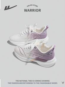Women's Lace-Up Ombre Color Running Sneakers, Lightweight, Shock-Absorbing, Anti-Slip, Durable Soft Sole Casual Sports Shoes