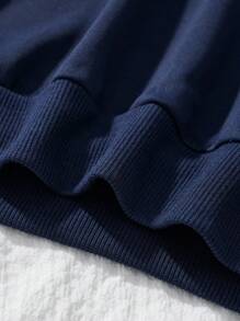 Young Boy Hooded Sweatshirt And Pants Set, Solid Color, Autumn And Winter, 2pcs - Navy Blue - View 5