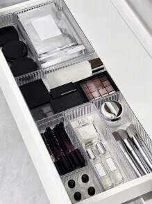 2/5/6/10pcs/Set Simple Transparent Makeup Organizer Drawers Storage Boxes, Eyeshadow Brush Holders, Cosmetic Storage Trays, Perfume Organizers, Makeup Brush Holders, Nail Polish & Beauty Products Organizer Rack,For Holiday Beach, Bathroom Collection, Bedroom Collection, Large Capacity - Water Stripes Transparent - View 3