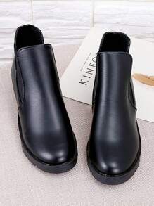 Botines clásicos con estilo con cordones, botines con cremallera lateral para mujer, botines clásicos negros elásticos perezosos - XZ067Negro - Ver 4