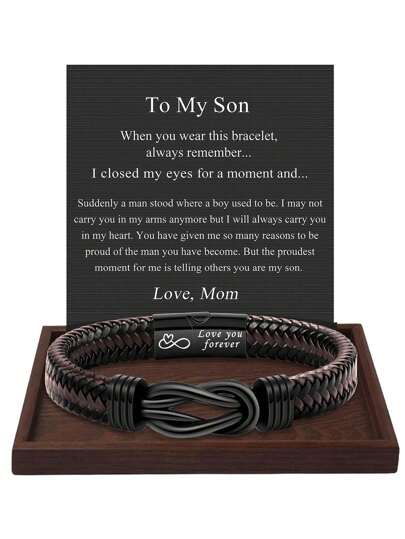 1 pieza Regalo de Navidad para hijo, pulsera para hijo, estilo simple, sin mosaico, mensaje de amor grabado, para uso diario, regalo para cumpleaños, graduación, Día del maestro, regalos de regreso a la escuela después de la graduación