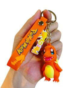 pokemon 1pc Creative Lottery Machine Keychain: Miniature Stress Relief Toy, Backpack Pendant Gift, Cartoon PVC Soft Rubber Car Bag Key Chain, Christmas Ornament