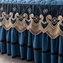 3 件套纯色心形柔软绗缝 + 高蕾丝层系带设计（1 件床裙 + 2 件枕套），多层蕾丝花边，时尚美观，吸湿排汗透气抗皱静音，易于拆卸的床垫套