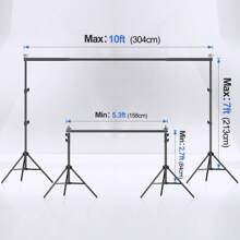 Wedding Backdrop Stand 10x7ft(WxH) Photo Studio Adjustable Metal Background Stand ,Balloon Arch Support Kit With 4 Crossbars, 4 Backdrop Clamps, Parties Wedding Events Decoration