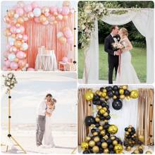 Wedding Backdrop Stand 10x7ft(WxH) Photo Studio Adjustable Metal Background Stand ,Balloon Arch Support Kit With 4 Crossbars, 4 Backdrop Clamps, Parties Wedding Events Decoration