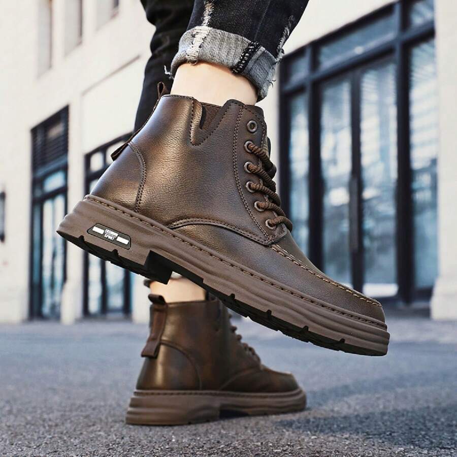 Men's Thick Sole AntiSlip Utility Boots, Desert Combat Boots, LaceUp