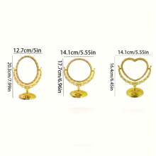 1pc Dual-Sided Rotating Tabletop Mirror - Retro Faux Gold/Silver Vanity Makeup Mirror With Decorative Trim Best Home Decor Back To School Room Decor School Supplies - Gold - View 3