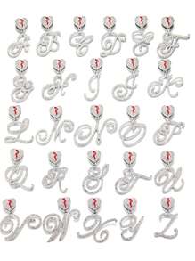 Moda Crack Heart 26 Letras A-Z Pingente Chunky Curb Corrente Colar, Unisex Hiphop Punk Rock Rapper Jóias Liga Acessório Para Uso Diário