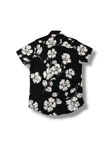 Viscolinho Shirt With FLOR ART Print, Summer Short Sleeves, Soft And Fresh Fabric - 黑色 - 查看 2