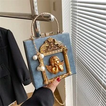 Túi xách nữ Angel sang trọng thời trang ngọc trai nữ Túi đeo chéo da hiệu nữ Túi đeo vai nữ - Màu xanh lam - Xem 3