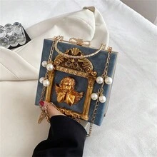 Túi xách nữ Angel sang trọng thời trang ngọc trai nữ Túi đeo chéo da hiệu nữ Túi đeo vai nữ - Màu xanh lam - Xem 8