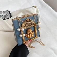 Túi xách nữ Angel sang trọng thời trang ngọc trai nữ Túi đeo chéo da hiệu nữ Túi đeo vai nữ - Màu xanh lam - Xem 7