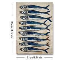 1pc Unframed Retro Sardine Food Kitchen Poster Vintage Still Life Fish Coastal Art Painting Canvas Print Modern Dining Room Restaurant Wall Picture For Dorm Apartment Living Room Home Decoration