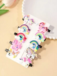 10pcs Cute Unicorn Hair Clips (Accessory Color And Card Packaging May Vary From Actual Item)
