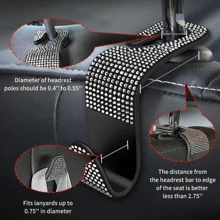 Sparkling Rhinestone Car Back Seat Headrest Hooks & Car Purse Holder
