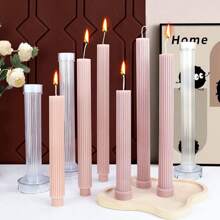 Khuôn nến nhựa cột dài sọc nhiều kích cỡ Đường ống hình trụ Giá đỡ nến Khuôn Acrylic Dụng cụ làm cột nghệ sĩ Trang trí tiệc - trắng - Xem 9