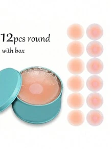 12pcs With Box, Nude Feeling, Silicone Breast Lift Tape, Anti-Slip, Strapless And Reusable Women Breast Invisibility Cover, Silicone Nipple Cover