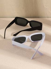 Set de 2/3/5 piezas Gafas de mujer con montura rectangular de plástico, estilo de moda Ins para conducir, acampar, pescar, uso urbano, festivales musicales, accesorios para verano, playa, vacaciones, exterior, viaje, vuelta al colegio, estilo preppy, look escolar