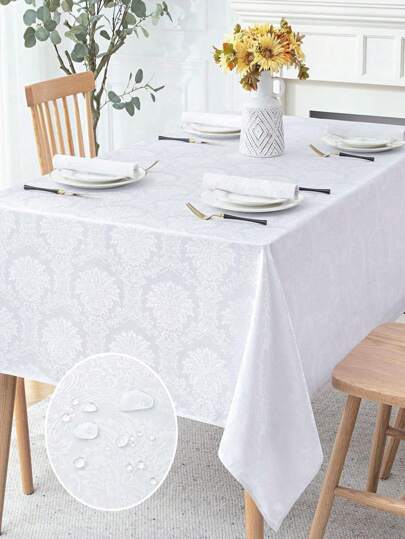 1pc Multi-Size Jacquard Square Tablecloth, Water-Repellent, Splash-Proof, Elegant Vienna Brocade Pattern, Machine Washable Polyester Decorative Tablecloth, Suitable For Various Dining Occasions Including Dinner, Kitchen And Dining Table, Family Gathering, Wedding, Afternoon Tea, Catering, Cafe, Restaurant, Brunch, Buffet, Party And Other Indoor/Outdoor