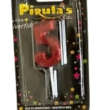 Vela de Aniversário Número Glitter com palito - Vermelho - Vermelho - Visão 8