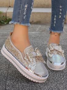 Zapatos deportivos de ocio con costuras retro para mujer, transpirables, cómodos, suaves y con amortiguación que aumentan la altura, ideales para senderismo, actividades al aire libre, vacaciones y escalada en primavera y verano - Dorado - Ver 5