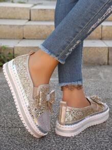 Zapatos deportivos de ocio con costuras retro para mujer, transpirables, cómodos, suaves y con amortiguación que aumentan la altura, ideales para senderismo, actividades al aire libre, vacaciones y escalada en primavera y verano - Dorado - Ver 4
