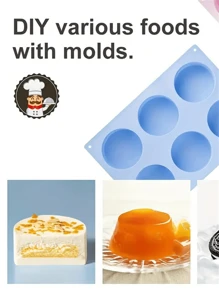 6-Cavity Silicone Cake Mold, Round Cylinder Handmade Soap Mold, Heat Resistant For DIY Baking Tools - Multicolor - View 4