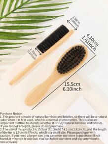 椭圆形竹木男士胡须修饰造型梳，用于塑造和雕刻面部毛发和清洁刷多功能工具，适用于女性长波浪发和顺发刷，用于拉直头发梳子的发刷 - 彩色 - 查看 2