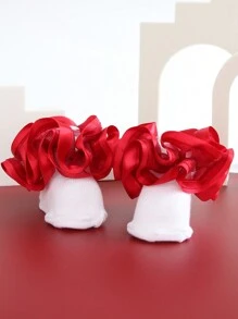 1pair Children/Toddler Girls 3D Floral Ruffle Socks